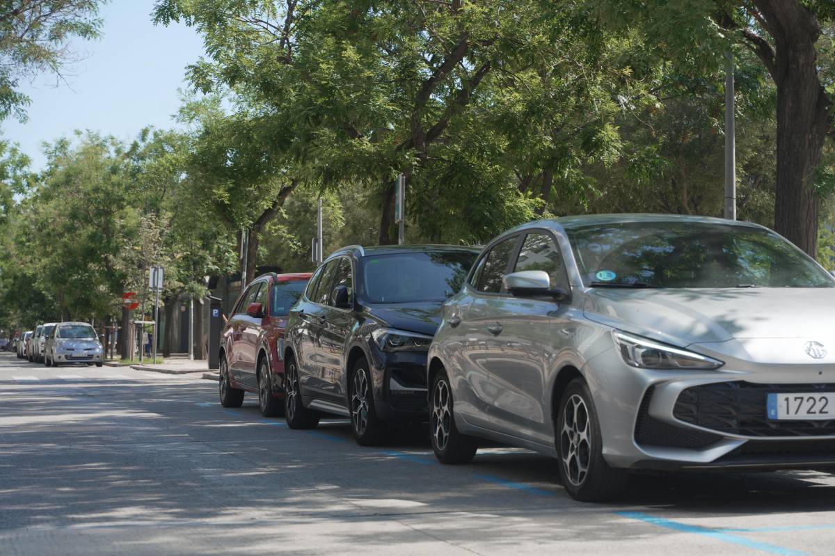 Una veïna a la zona blava de l`Eix Macià - DAVID CHAO Una veïna a la zona blava de l`Eix Macià
