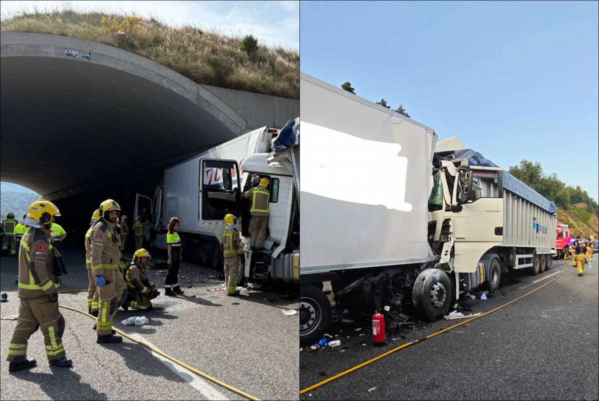 Un ferit en estat crític en un xoc entre camions a Arbúcies