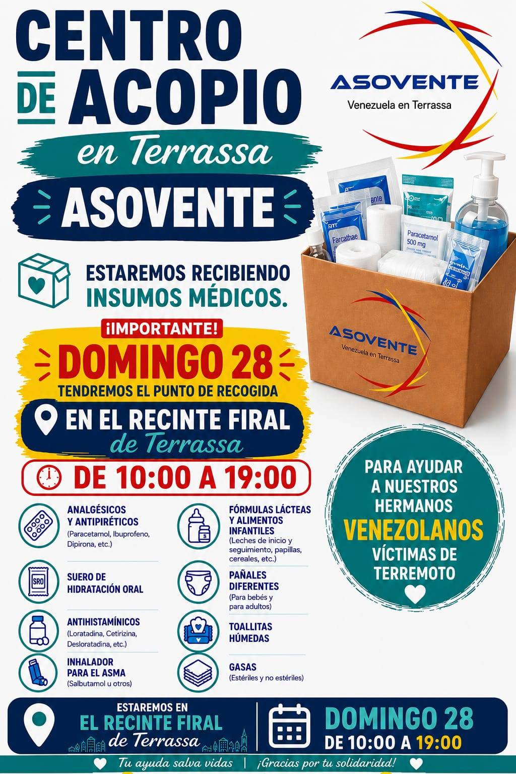 Cartell actualitzat de la col·lecta de material mèdic a Terrassa