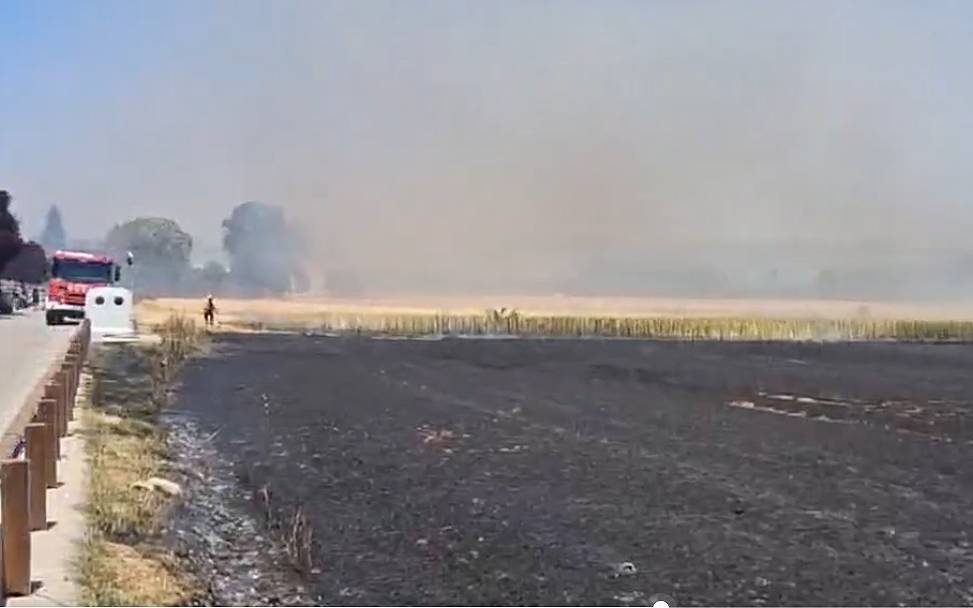 Incendi agrícola a l'antic camí de Taradell, a Vic