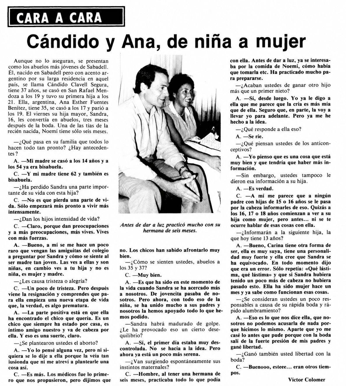 Retall d`una pàgina del Diari de Sabadell de 1985 entrevistant el Candi i l`Ana - DS Retall d`una pàgina del Diari de Sabadell de 1985 entrevistant el Candi i l`Ana