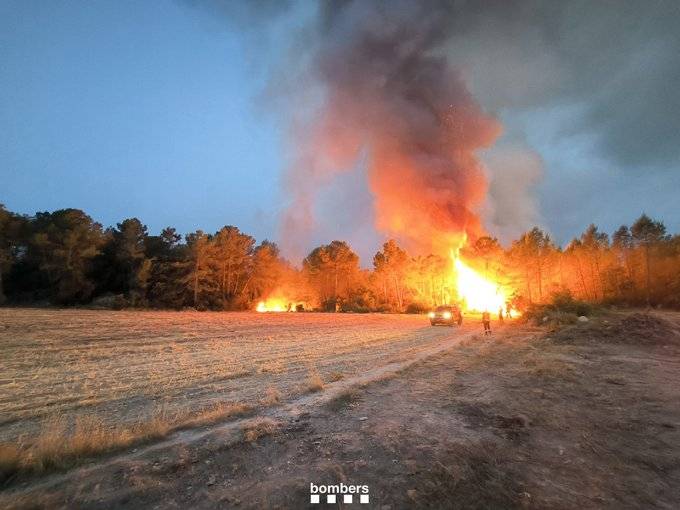 Desallotgen alguns veïns d'Aiguamúrcia pel possible avenç de l'incendi cap a les urbanitzacions