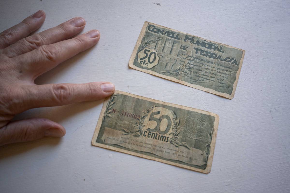 Dos bitllets de 50 cèntims de pesseta, exposats a l’Arxiu Tobella fins al 25 de juliol - NEBRIDI ARÓZTEGUI Dos bitllets de 50 cèntims de pesseta, exposats a l’Arxiu Tobella fins al 25 de juliol