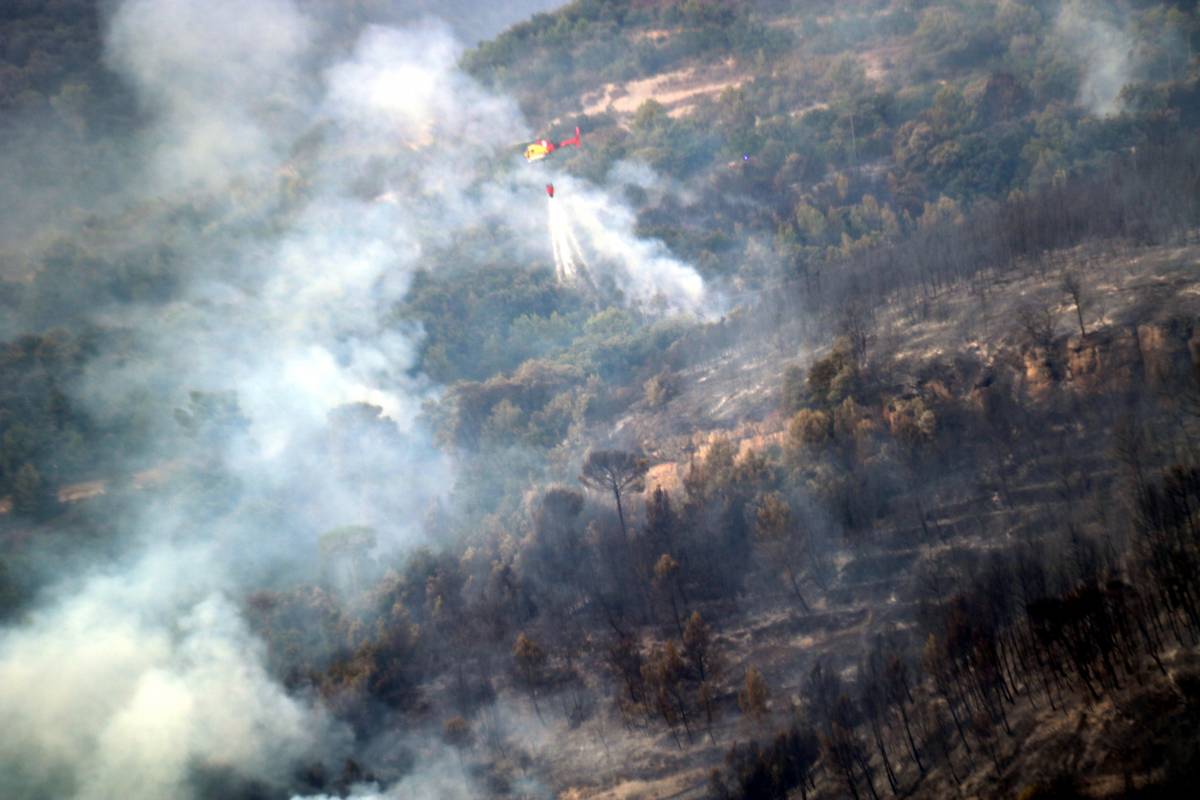 Dos incendis simultanis posen a prova els Bombers en el pic de l'onada de calor