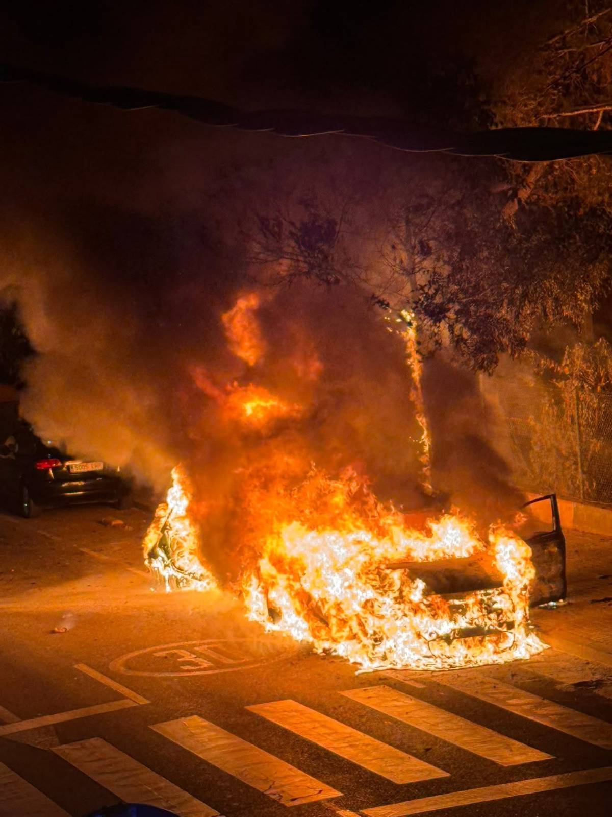 Cremen un vehicle i un contenidor al carrer de l'Himàlaia - CEDIDA