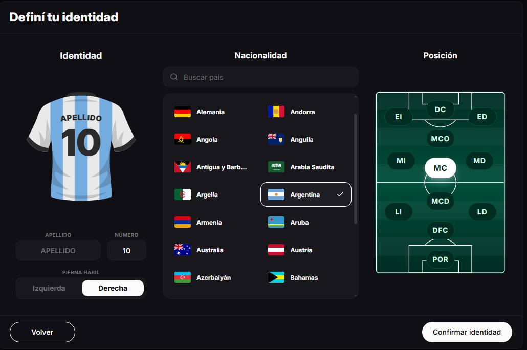 El menú inicial del joc de futbol viral de l`any, Copero