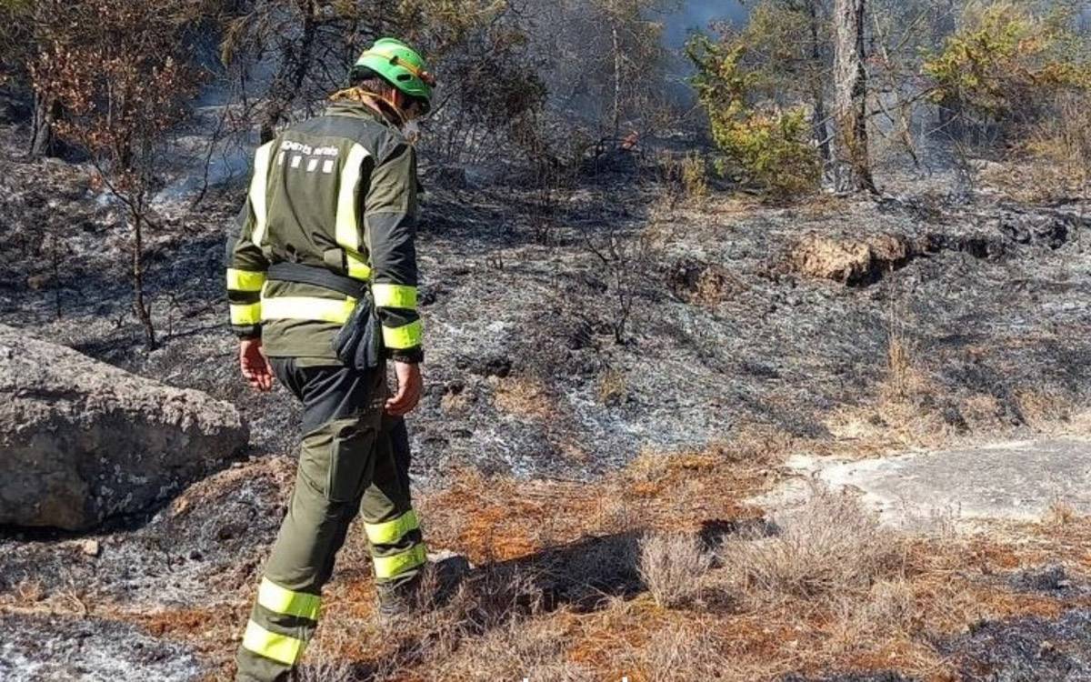 Cinc dotacions dels Bombers treballen en un incendi a Gaià
