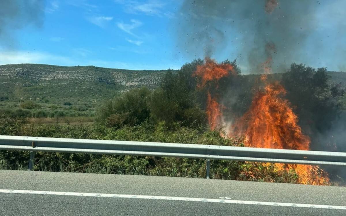 Tallat un carril de l’AP-7 a Ulldecona per un incendi de vegetació