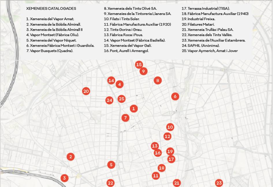 Mapa de xemeneies catalogades - DT Mapa de xemeneies catalogades