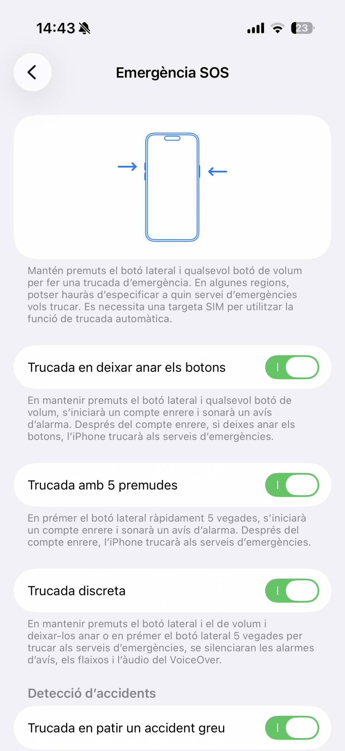 Captura de pantalla del menú d`ajustaments on es pot activar la funció - Nació Captura de pantalla del menú d`ajustaments on es pot activar la funció
