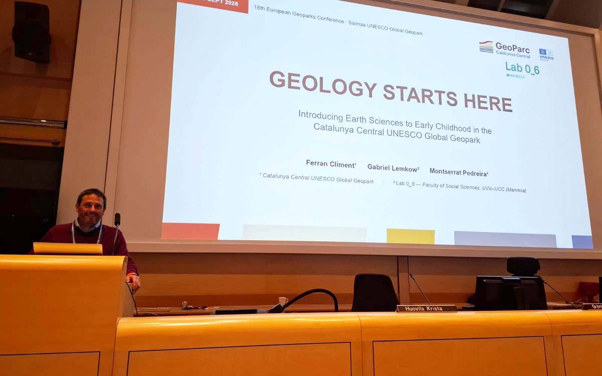 El Geoparc de la Catalunya Central presenta a Finlàndia un projecte de geologia per a infants