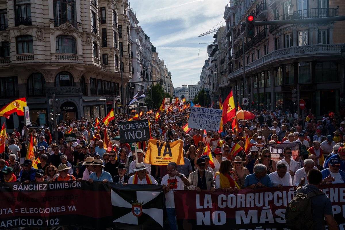 La dreta espanyola es manifesta a Madrid i demana eleccions per la crisi a Ceuta