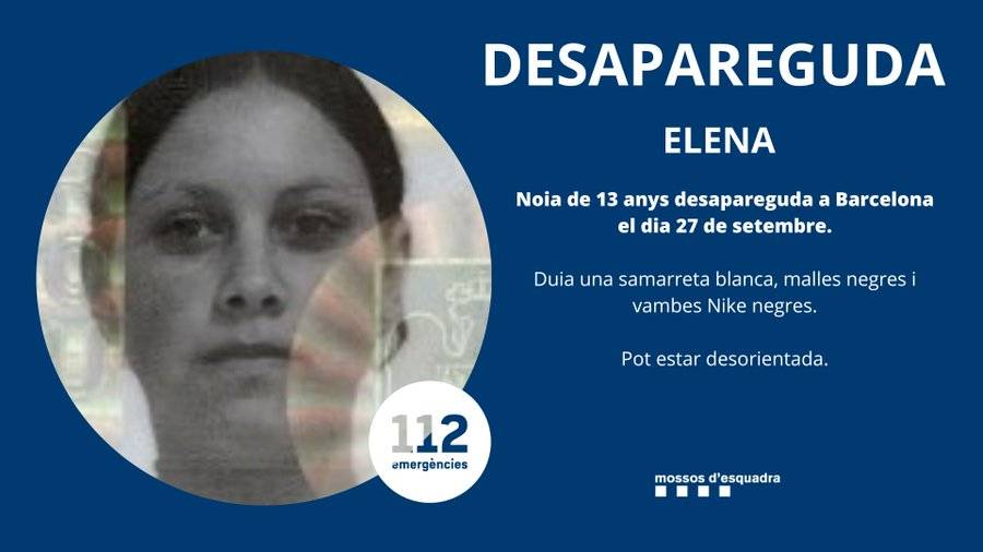  Els Mossos busquen una menor de 13 anys desapareguda a Barcelona