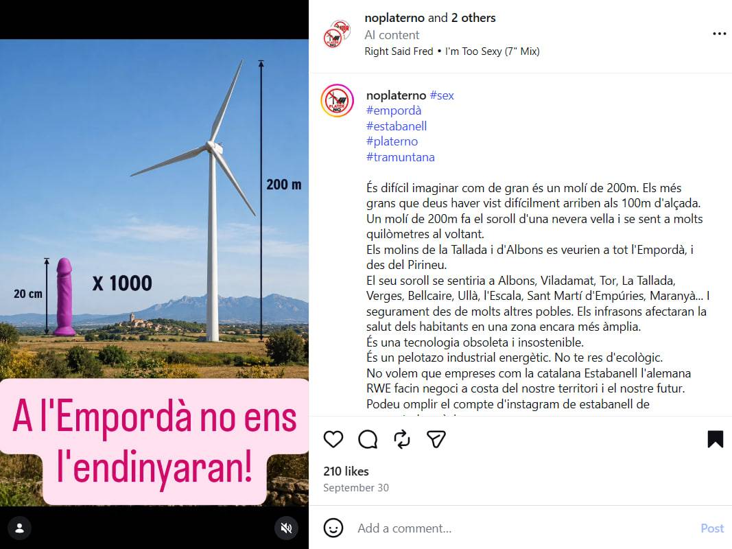Publicació contra el projecte eòlic d`Albons
