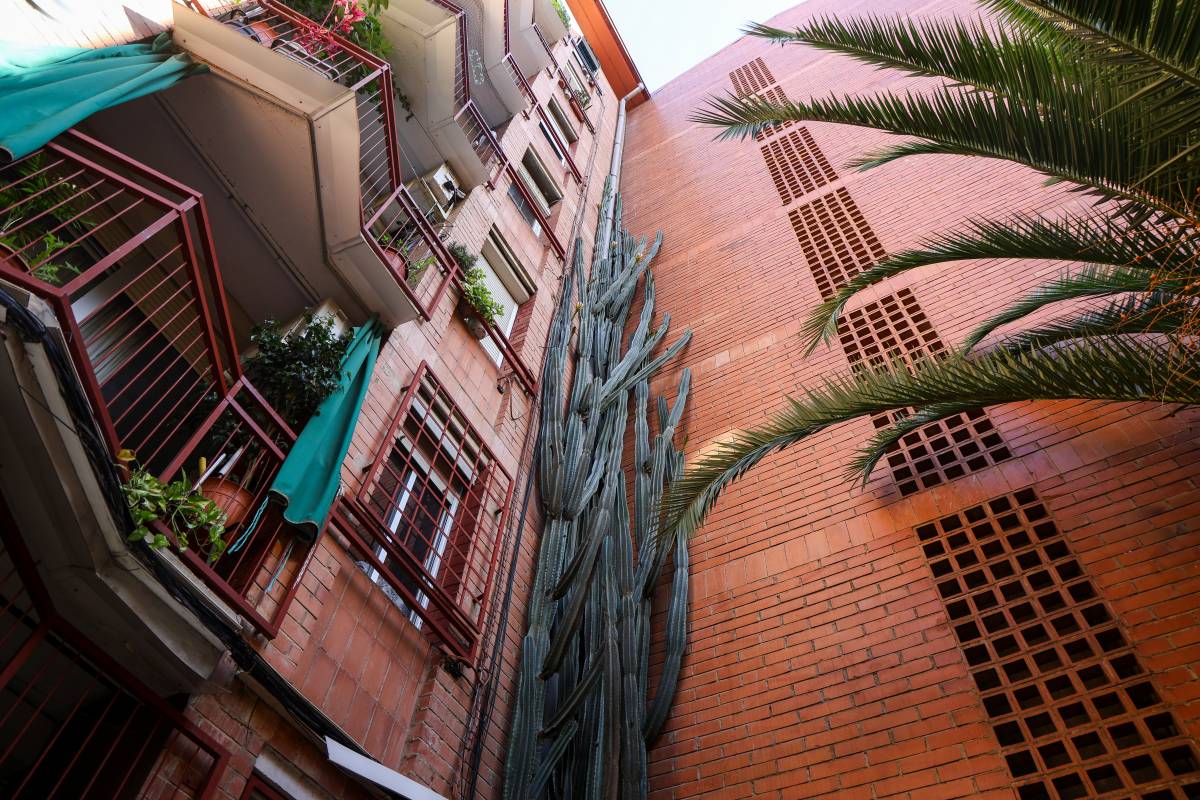 El barri de Can Deu amb la jardinera on es va plantar el primer cactus - VÍCTOR CASTILLO El barri de Can Deu amb la jardinera on es va plantar el primer cactus