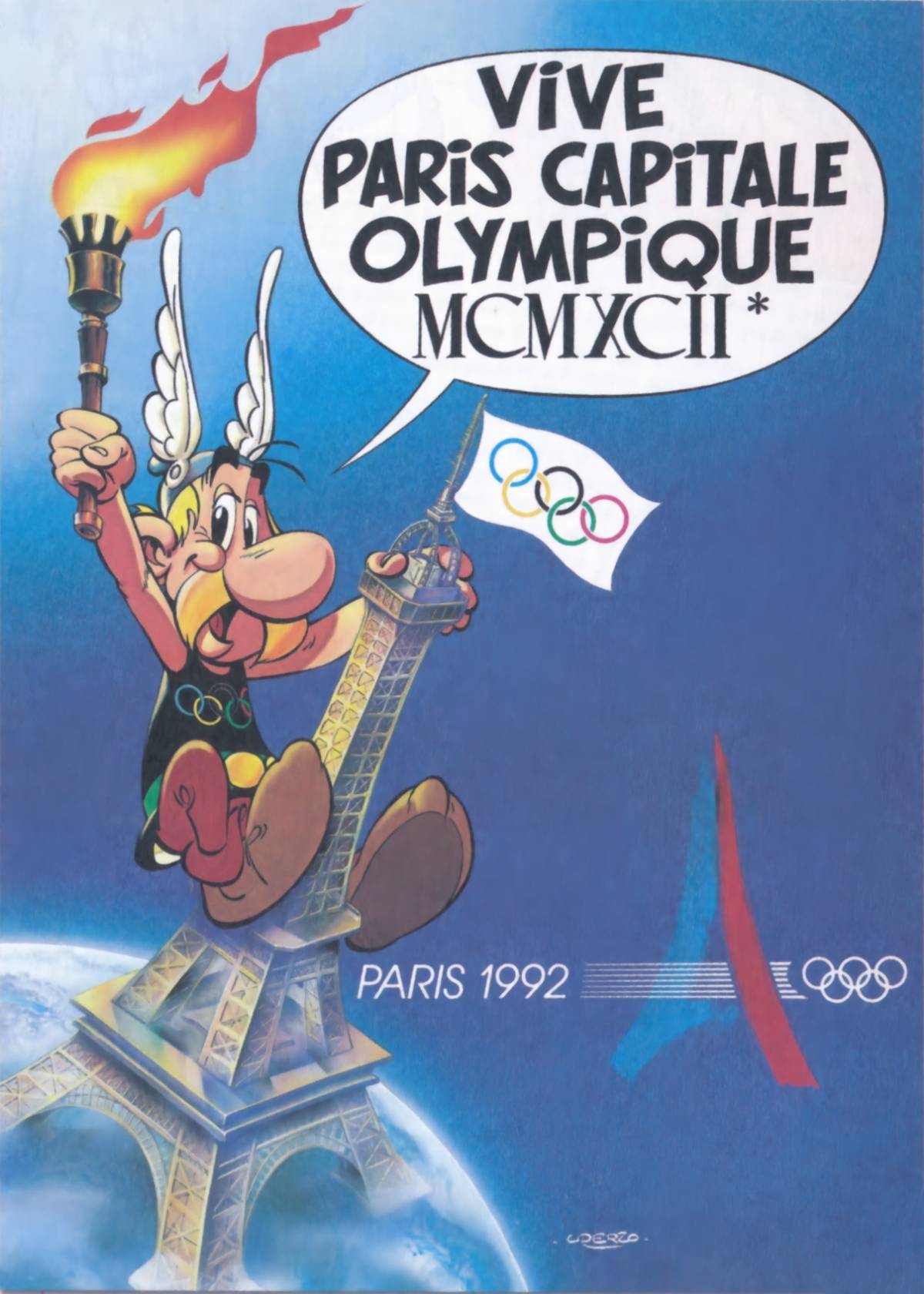 Cartell de la candidatura olímpica de París 1992 protagonitzat per Astèrix