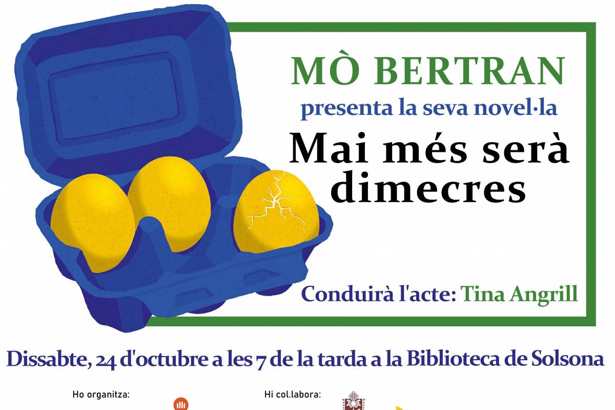 L'escriptora Mò Bertran presenta a Solsona el llibre «Mai més serà dimecres»