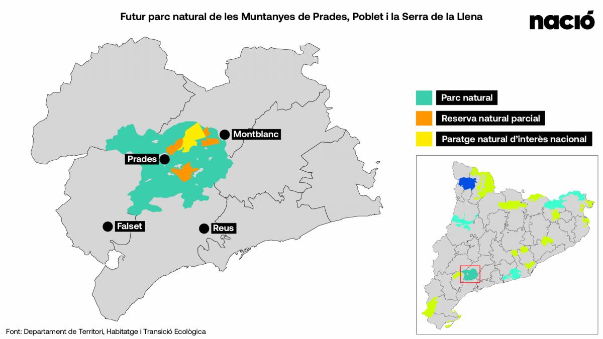 Mapa del futur parc natural de Prades - Aleix Pérez Mapa del futur parc natural de Prades