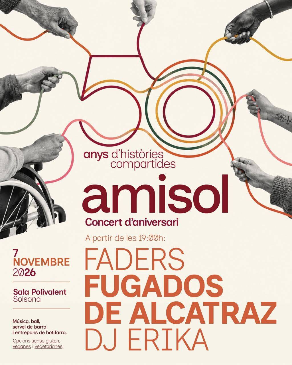 L’Amisol celebrarà els seus 50 anys amb un gran concert a la Sala Polivalent de Solsona