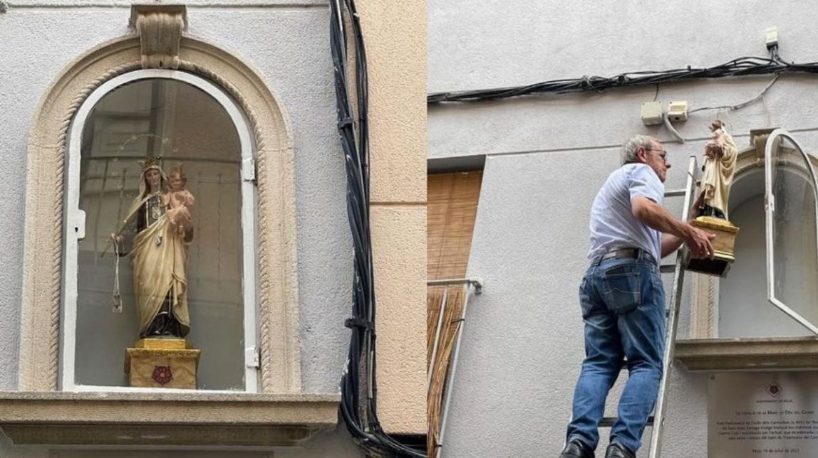 La figura de la Mare de Déu del barri del Carme de Reus recupera el seu estat original després de «l'atac»